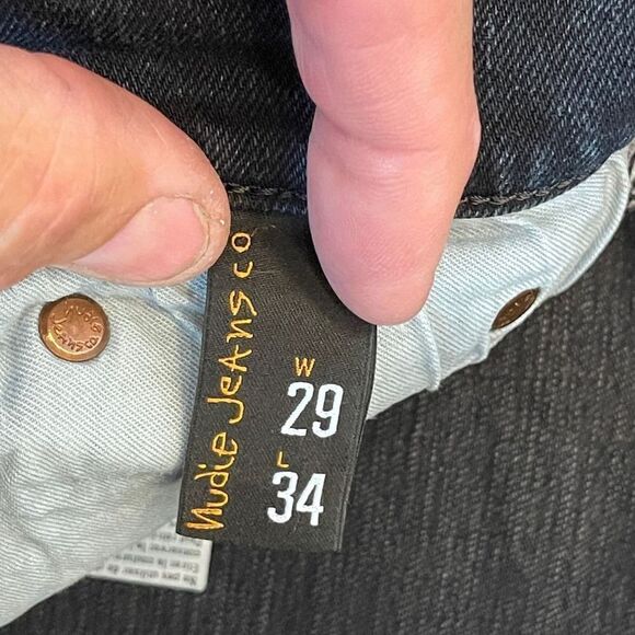 Nudie Jeans Co. Men's Skinny High Kai Org Black Denim Jeans Dark Wash 29 - Picture 7 of 11